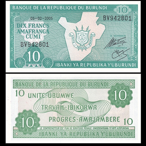 10 francs Burundi 2005