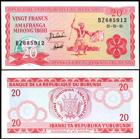 20 francs Burundi 1991