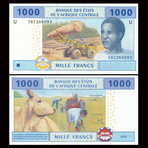 1000 francs Central African States 2002