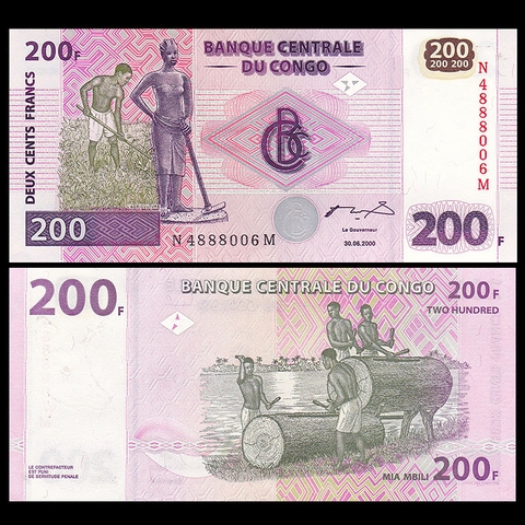 200 francs Congo Democratic Republic 2000