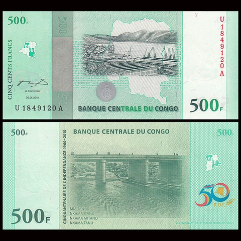 500 francs Congo Democratic Republic 2010 kỉ niệm