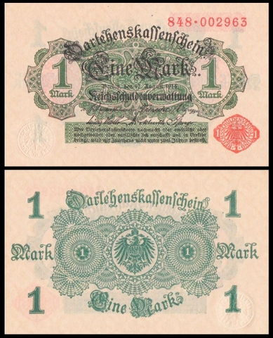 1 mark Germany 1914 mộc đỏ