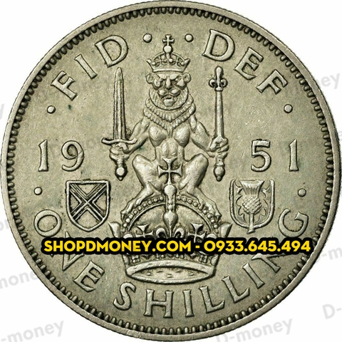 Xu 1 shilling George VI sư tử đứng 1947 -1951
