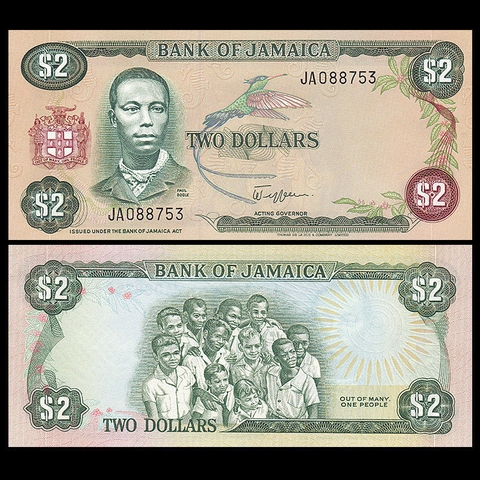 2 dollars Jamaica 1986