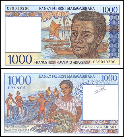 1000 francs Madagascar 1994