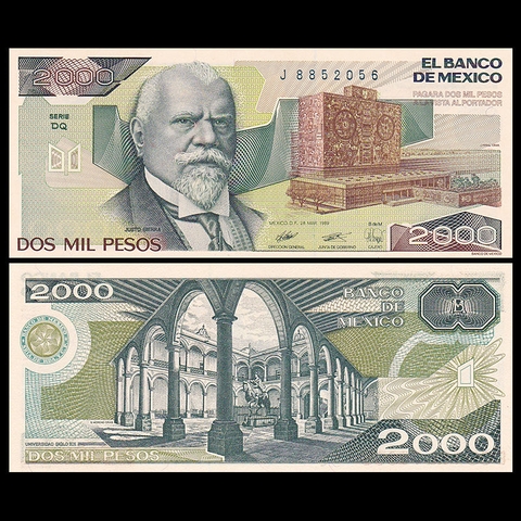2000 pesos Mexico 1989