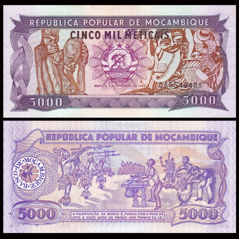5000 meticais Mozambique 1989