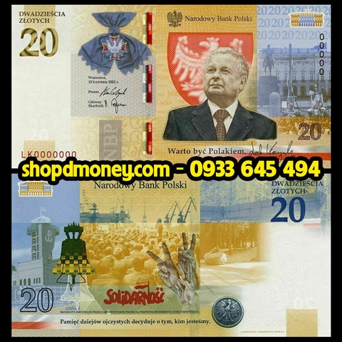 20 zlotych Poland 2021 kỉ niệm tổng thống Lech Aleksander Kaczyński 2021