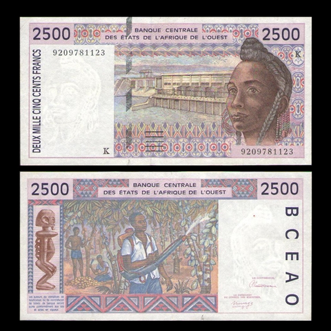 2500 francs West African States 2002