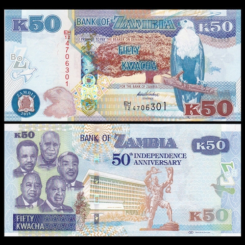 50 kwacha Zambia 2014 kỉ niệm 50 năm độc lập