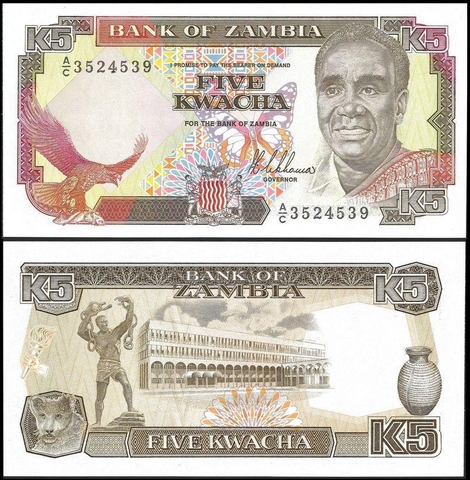 5 kwacha Zambia 1989