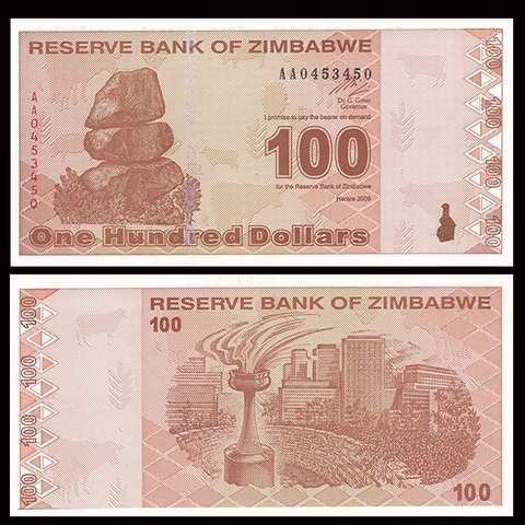 100 dollars Zimbabwe 2009