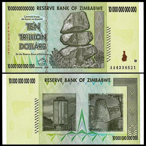 10 ngàn tỷ dollars Zimbabwe 2008