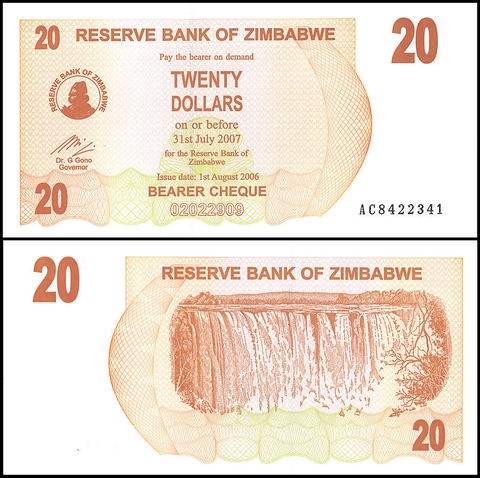 20 dollars Zimbabwe 2006