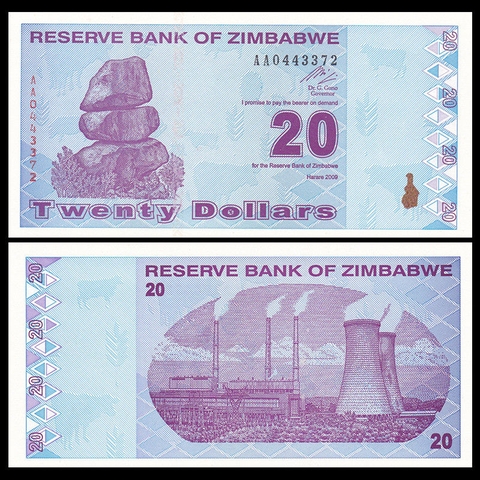 20 dollars Zimbabwe 2009