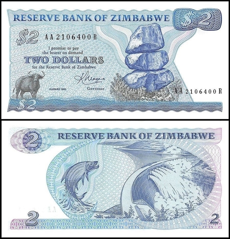 2 dollars Zimbabwe 1983