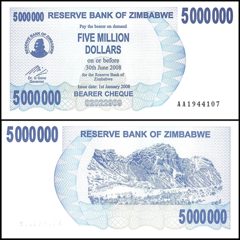 5 triệu dollars Zimbabwe 2008