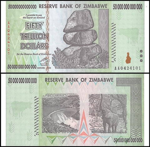 50 ngàn tỷ dollars Zimbabwe 2008