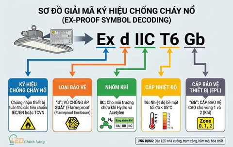 Tiêu Chuẩn Đèn LED HighBay Chống Cháy Nổ ATEX Nhà Xưởng Gỗ, Hóa Chất