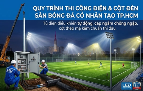 Quy Trình Thi Công Hệ Thống Điện & Cột Đèn Sân Bóng Đá Cỏ Nhân Tạo TPHCM