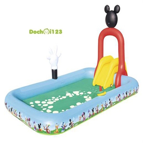 Bể phao liên hoàn cầu trượt micky 91016