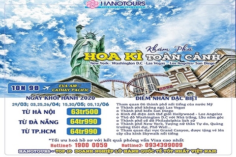 Khám phá Hoa Kỳ 2020 - Toàn cảnh Đông Tây tour siêu tiết kiệm