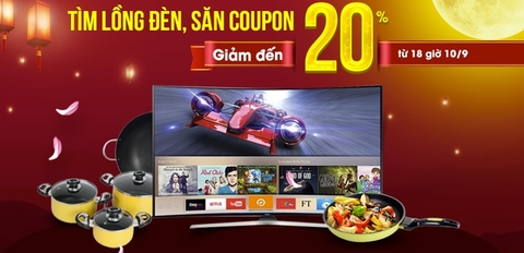 Tìm lồng đèn, trúng coupon giảm giá đến 20%