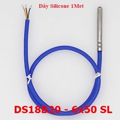 Cảm Biến Nhiệt Độ DL-DS18B20-6x50 SL Dây Silicone Dài 1 Mét