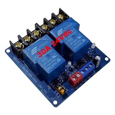 Mạch 2 RELAY 24V-30A Kích Mức Thấp Cao HTC