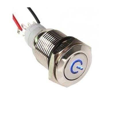 Nút Nhấn Giữ Inox 16mm Màu Xanh Dương PW-1