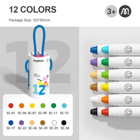 Mideer - Crayons Silky Màu sáp lụa hộp tròn