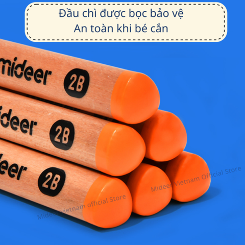 Mideer - Hộp 6 bút chì mềm tam giác kèm chuốt