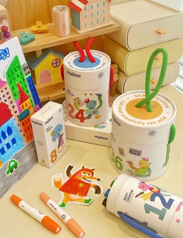 Mideer - Crayons Silky Màu sáp lụa hộp tròn