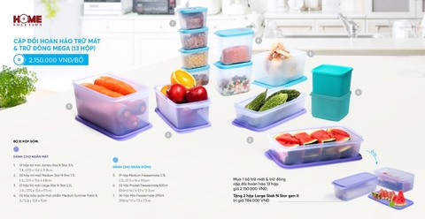 Tupperware Hà Lâm - Bộ đôi hoàn hảo Trữ Mát & Trữ Đông 13 Hộp - bộ Khuyến mãi