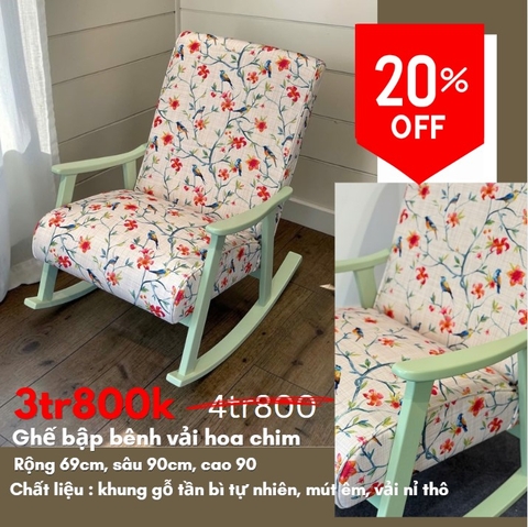 Ghế bập bênh vải hoa chim