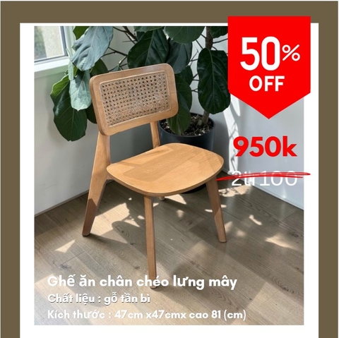 Ghế ăn chân chéo lưng mây