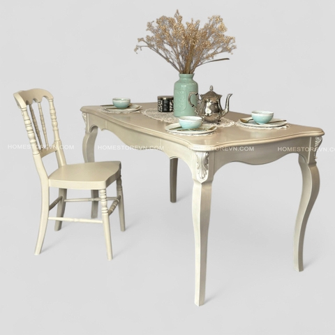 Bàn ăn chữ nhật chân cong Champagne - BA5