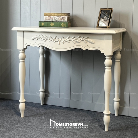 Bàn làm việc Vintage kem hoa nổi - BLV2KHN