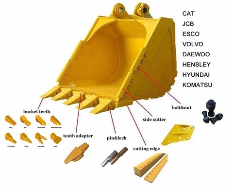 Phụ tùng răng gầu lợi gầu máy xúc đào, xúc lật Kobelco, Komatsu, Hitachi...