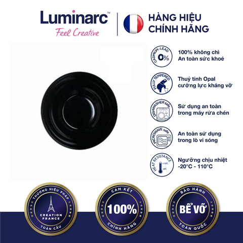 Đĩa Sâu Thủy Tinh Luminarc Diwali Đen 20Cm