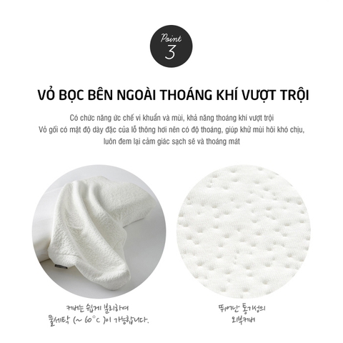 Gối Memory Foam 50D LocknLock HLW114 (62 x 34 x 10 cm) cao su non đàn hồi cao êm ái và hỗ trợ tối ưu cho cổ và vai