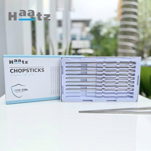 10 đôi đũa inox 316 chính hãng Haatz cao 25cm