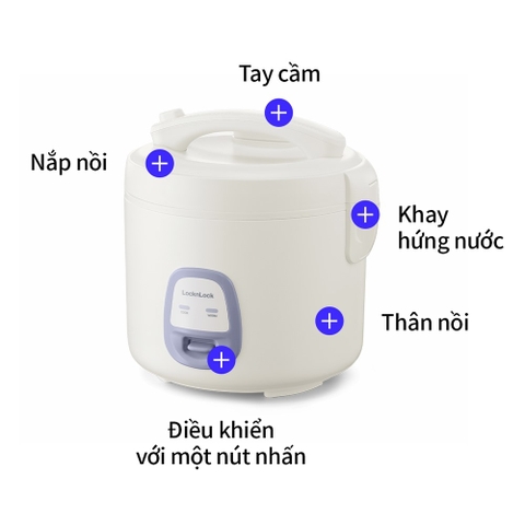 Nồi cơm điện LocknLock 700W, 1.8L Màu ngà EJR462IVY