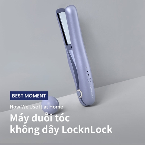 Máy duỗi tóc không dây LocknLock Cordless hair straightener ENA224PUP tấm phủ nhiệt ceramic, thiết kế nhỏ gọn