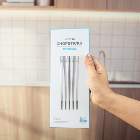 Hộp 5 đôi đũa HAATZ inox 316 công nghệ phủ Ag+