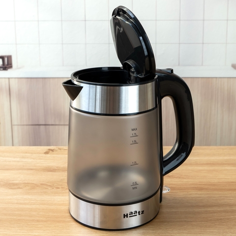 Ấm siêu tốc kính mờ chịu nhiệt cao lòng đáy bình inox 316 đun nhanh 2200w