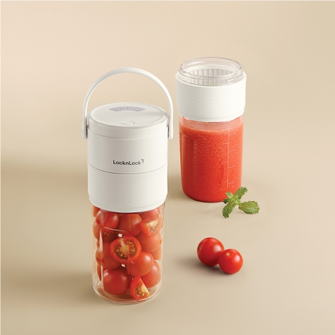 Máy xay sinh tố cầm tay LocknLock Vacuum Portable Blender EJJ346IVY 475ml pin sạc, có hút chân không giữ tươi sinh tố