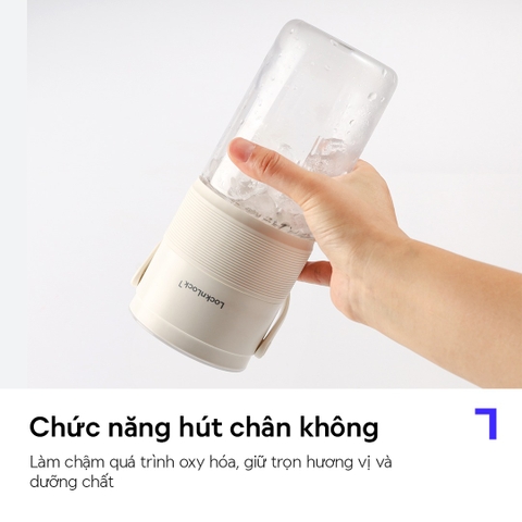 Máy xay sinh tố cầm tay LocknLock Vacuum Portable Blender EJJ346IVY 475ml pin sạc, có hút chân không giữ tươi sinh tố
