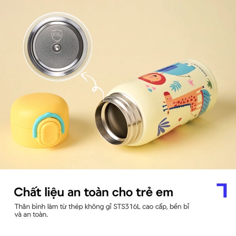 Bình giữ nhiệt LocknLock School Fit Pick Dual Cap cho bé nắp uống kép inox 316 dung tích 350ml - 2 Màu - LHC3400