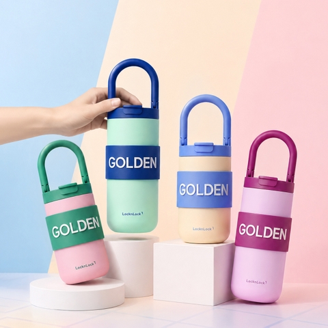 Bình Giữ Nhiệt LocknLock Fold Grip Tumbler Tay Cầm Gập LHC4435/LHC4436 dung tích 420ml/550ml